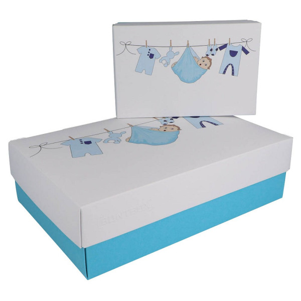 4056124092809 - Geschenkboxen Buntbox Geburt Junge Set M&L 11 36 l - 170 266 x 110 172 x 60 78 cm weiß blau