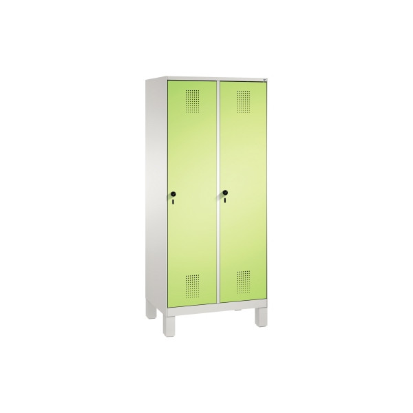 4056211616253 - EVOLO Garderobenschrank mit Füßen 2 Abteile Abteilbreite 400 mm lichtgrau   viridingrün