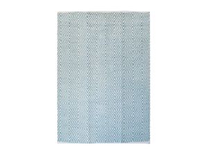 4056216448729 - Teppich KAYOOM Aperitif 410 Teppiche Gr B L 160 cm x 230 cm 7 mm 1 St blau (türkis) Baumwollteppiche weiche Haptikfusselarm für Allergiker & Fußbodenheizung geeignet