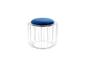 4056216840677 - Beistelltisch   Pouf Comfortable 110 Dunkelblau   Silber