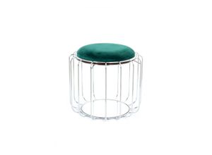 4056216840707 - Beistelltisch   Pouf Comfortable 110 Dunkelgrün   Silber