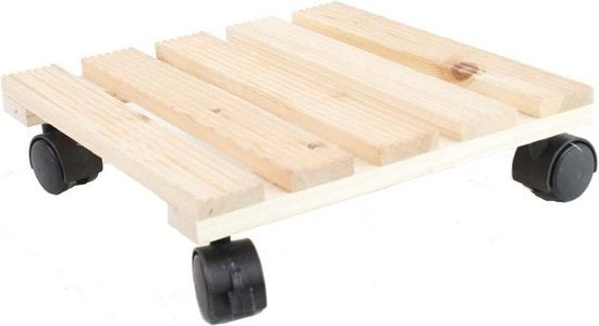 4056233341355 - Stabiler Pflanzenroller Holzräder FSC Holz 29x29 cm Braun