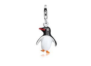 4056261013637 - Charm-Einhänger Pinguin-Anhänger Emaille Südpol 925 Silber Charms Gr ohne Stein silberfarben (silber) Damen Charms Anhänger