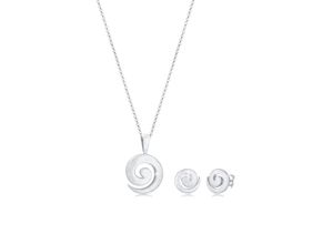 4056261030870 - Schmuckset Spirale Basic Geo Halskette Ohrstecker 925 Silber Schmuck-Sets Gr OneSize silberfarben (silber) Damen Schmucksets