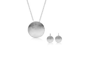 4056261030948 - Schmuckset Rund Kreis Gebürstet Trendig Ohrhänger 925 Silber Schmuck-Sets Gr OneSize silberfarben (silber) Damen Schmucksets