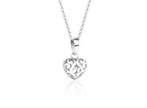 4056261039637 - Kette mit Anhänger Herz Ornament Love Liebe 925 Silber Halsketten Gr 45 ohne Stein Silber 925 (Sterlingsilber) Länge 45 cm silberfarben (silber) Damen