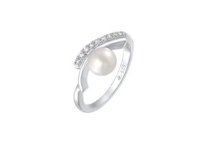 4056261101402 - Nenalina Ring Süßwasserperle Zirkonia 925 Silber vergoldet (Farbe Silber Größe 54 mm)