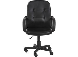4056282292042 - Bürostuhl mit Armlehne - höhenverstellbar mit Polsterung und Rollen Kunstleder Schwarz - Ergonomischer Drehstuhl Chefsessel Schreibtischstuhl