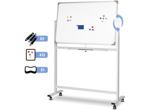 4056282457090 - Jago® Mobiles Whiteboard - 110x75 cm inkl 12 Magnete 3 Marker und Schwamm Magnetisch Doppelseitige Alurahmen Weiß - Magnettafel Magnetwand