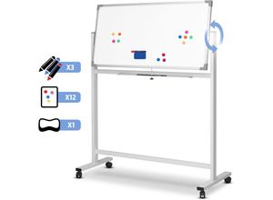 4056282457106 - Jago® Mobiles Whiteboard - 120x60 cm inkl 12 Magnete 3 Marker und Schwamm Magnetisch Doppelseitige Alurahmen Weiß - Magnettafel Magnetwand