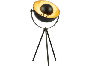 4056282458592 - - Tischlampe mit Stativ - Höhe 67cm schwenkbar 60W E27 led Schwarz-Gold - Tripod Tischleuchte Nachttischlampe Schreibtischlampe im Retro