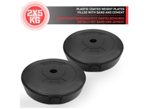 4056282467433 - Physionics - Gewichtsscheiben - 2 x 5 kg ø 27 mm Kunststoff Schwarz - Gewichte Hantelscheiben