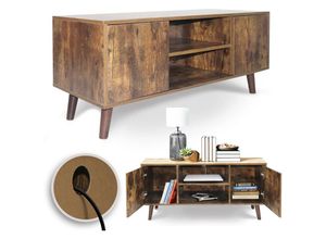 4056282468522 - Lowboard Fernsehschrank - 110 x 50 x 40cm für tv 65 Zoll für Wohnzimmer Kabelöffnung dunkelbraun - Vintage TV-Schrank TV-Regal Sideboard