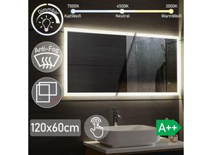 4056282470112 - Aquamarin® LED Badspiegel - 120x60 cm Beschlagfrei Dimmbar Energiesparend mit Speicherfunktion 3000-7000K - Badezimmerspiegel LED Spiegel