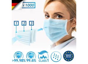 4056282470297 - Medizinischer Mundschutz - Typ iir bfe 9998%   vfe 996% din en 14683 Made in eu 1000 Stück 3-lagig - op Masken Mund und Nasenschutz Einweg