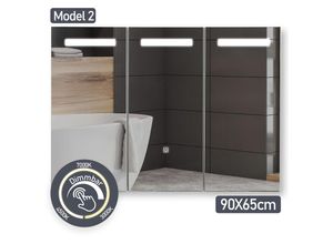 4056282474028 - Aquamarin® Spiegelschrank mit LED Beleuchtung - 3 Türig mit Touchschalter Steckdose Dimmbar Warmweiß Neutral Kaltweiß - Badschrank