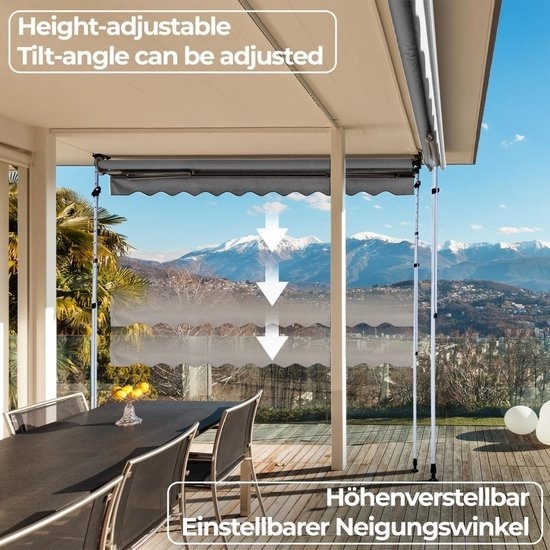 4056282474547 - Jago - Balkonüberdachung - Markise - Balkonmarkise - Klemmmarkise anthrazit - 400 cm breit