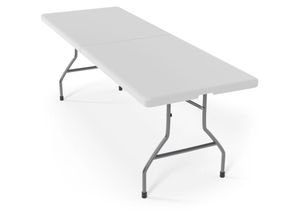 4056282476718 - Klapptisch - 183 cm lang für 8 Personen Klappbar Tragbar Platzsparend Outdoor Indoor für Garten Camping bis 150 kg Weiß - Buffettisch