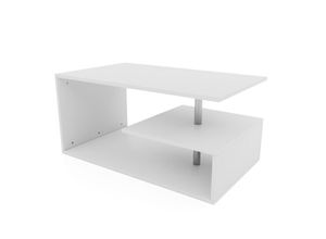 4056282476817 - - Couchtisch - 90x50 cm mit Stauraum Modern Eckig Asymmetrisch Leicht Lang Niedrig Weiß - Wohnzimmertisch Sofatisch Kaffeetisch