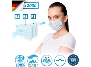 4056282477456 - Virshields - Medizinischer Mundschutz - Typ iir bfe ≥ 98% din en 14683 Made in eu 2000 Stück 3-lagig Blau - op Masken Mund und Nasenschutz