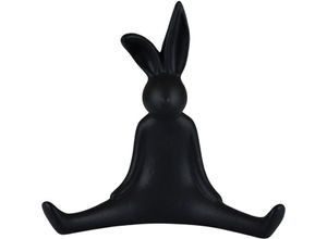 4056422122123 - Osterhase Osterfigur Yoga-Hase Höhe ca 20 cm Frühjahrsdeko (1 St) Dekofigur aus Porzellan Ostern Osterdekoration schwarz