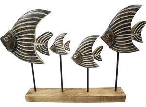 4056422137585 - Dekofigur AM DESIGN Fischschwarm aus Mangoholz und Metall braun B8cm H45cm T45cm Dekofiguren handgefertigte Osterdekoration