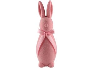4056422143852 - Dekofigur AM DESIGN Hase mit Schleife rosa B13cm H41cm T41cm Polyresin Dekofiguren Osterdeko in grün rosa oder blau
