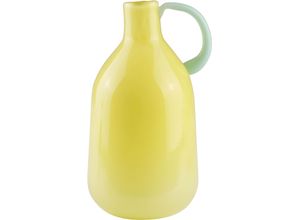 4056422204812 - Dekovase AM DESIGN Gelbe Glasvase mit grünem Griff gelb B9cm H165cm Glas Vasen für einen frischen modernen Look