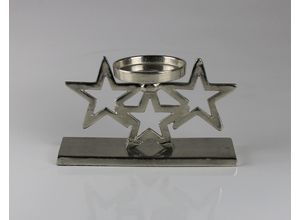 4056422266773 - Kerzenständer AM DESIGN aus Aluminium silber B12cm H24cm Aluminium Kerzenhalter BxH 12x24 cm