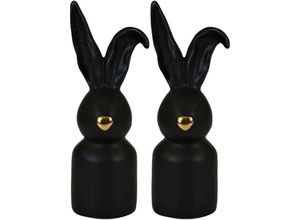 4056422270084 - Osterhase Osterfigur Hase mit goldfarbener Nase (Set 2 St) Dekofigur aus Porzellan Ostern Höhe ca 19 cm goldfarben|schwarz