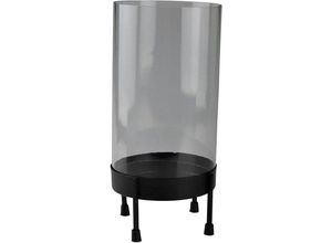 4056422285286 - Windlicht AM DESIGN schwarz H25cm Ø115cm Eisen Glas Kerzenhalter Stumpenkerzenhalter aus Eisen und Glas