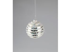 4056422495081 - Weihnachtsbaumkugel AM DESIGN aus Glas Ø 8 cm silber Ø8cm Glas Weihnachtsbaumkugeln 6er Set