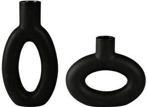 4056422999718 - andas Dekovase Hudene Blumenvase in bauchiger Form (Set 2 St) Tischvase aus Keramik Höhe ca 13 cm und 20 cm Keramikvase schwarz 4056422999718 - andas Dekovase Hudene Blumenvase in bauchiger Form (Set 2 St) Tischvase aus Keramik Höhe ca 13 cm und 20 cm Keramikvase schwarz