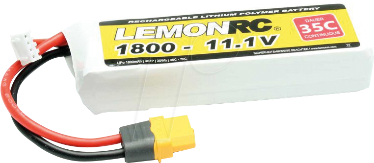 4056534059942 - LemonRC Modellbau-Akkupack (LiPo) 111 V 1800 mAh Zellen-Zahl 3 35 C Softcase XT60