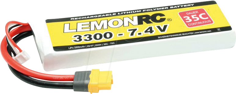 4056534060313 - LemonRC Modellbau-Akkupack (LiPo) 74 V 3300 mAh Zellen-Zahl 2 35 C Softcase XT60