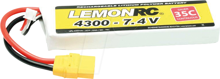 4056534060337 - LemonRC Modellbau-Akkupack (LiPo) 74 V 4300 mAh Zellen-Zahl 2 35 C Softcase XT90