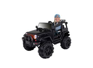 4056551041746 - Kinder-Elektroauto Offroad Jeep Adventure 70 Watt Fernbedienung LED Bremsautomatik Stoßdämpfer (Schwarz)