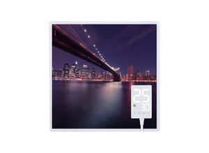 4056551089038 - Heidenfeld Infrarotheizung HF-HP105 mit Bild 16 Motive 10 J Garantie Thermostat Wandmontage (400 Watt Brooklyn Bridge)