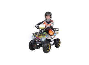 4056551120076 - Elektro-Kinderquad Torino 1000 Watt Pocket-Quad mit Scheibenbremsen 25 km h 3 x 12-Volt-Batterie (Gelb Graffiti)