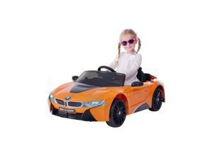 4056551120540 - Kinder-Elektroauto BMW i8 l12 lizenziert 50 Watt 12 V Fernbedienung LED EVA-Reifen Soundmodul (Orange)