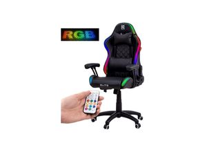 4056551138576 - ELITE Gaming-Stuhl für Kinder PULSE ergonomisch bis 120kg verstellbare Höhe Wippmechanik Kissen (Schwarz Weiß RGB)