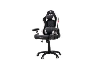 4056551138613 - ELITE Gaming-Stuhl für Kinder PULSE ergonomisch bis 120kg verstellbare Höhe Wippmechanik Kissen (Schwarz Weiß)