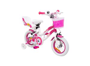 4056551179999 - Actionbikes Kinderfahrrad Unicorn 12 Zoll Pink Einhorn-Design Puppensitz Stützräder Fahrradkorb