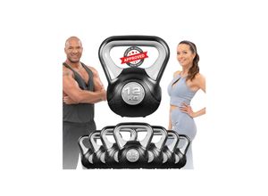 4056551242150 - Miweba Sports Kettlebell KB200 Kunststoff-Kugelhantel 4-12 kg Anti-Rutsch-Griff Hartgummifüße (12 kg)