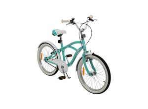 4056551242563 - Actionbikes Kinderfahrrad Cruiser 20 Zoll Rosa Türkis verstellbar Seitenständer V-Brake-Bremsen (Türkis)