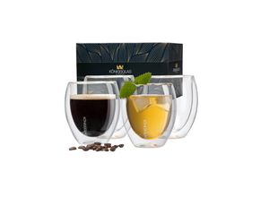 4056551243508 - Königsglas Crema Tee- Kaffeegläser by Heidenfeld 250 ml 2er 4er-Set doppelwandig handgefertigt (4er Set)