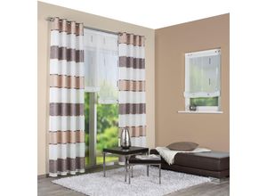 4056751115841 - Vorhang HOME WOHNIDEEN TALWER Gr 4 braun (cappuccino) B140cm H245cm Jacquard Polyester Gardinen