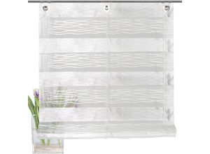 4056751122979 - Raffrollo HOME WOHNIDEEN BASENTO Raffrollos Gr 135 cm Ösen 100 cm weiß Raffrollos halbtransparent