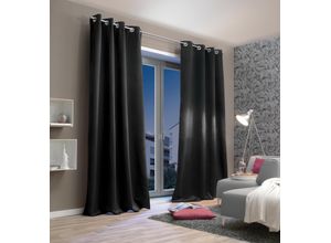 4056751187831 - Vorhang HOME BASICS DARIA Gardinen Gr 245 cm Ösen 135 cm schwarz Fertiggardine Flauschvorhang Gardine Ösenschal Plissee Sonnenschutz-Plissee Thermovorhang Übergardine Verdunklungsvorhang Ösen HxB 245x135