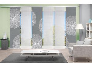 4056751297813 - Schiebegardine VISION S 6ER SET CRESTON Gr 1 grau B60cm H260cm Polyester Gardinen HxB 260x60 Schiebevorhang 6er Set Digitaldruck